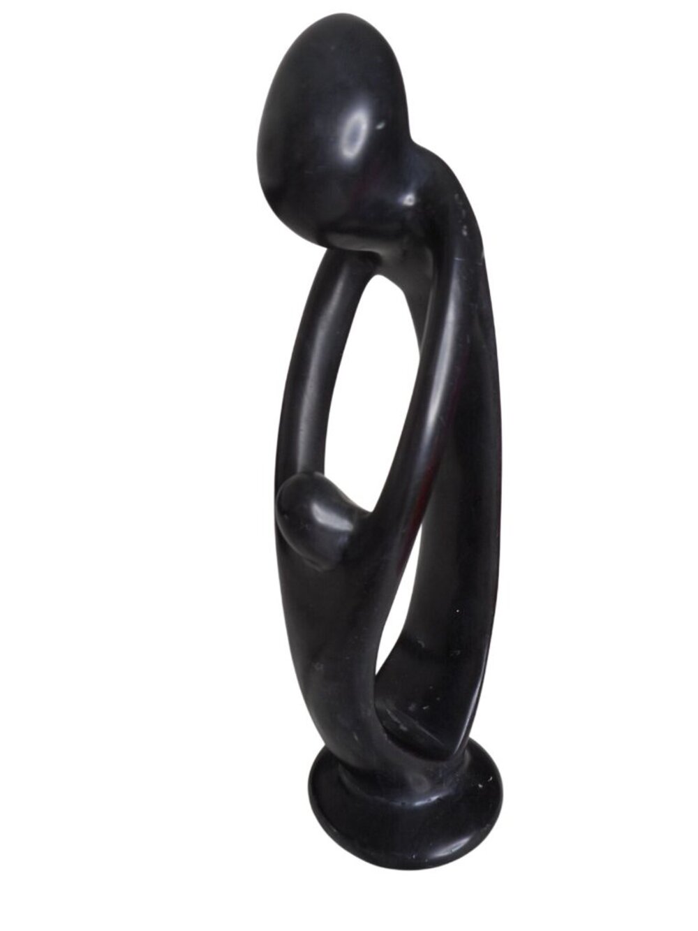 Vintage Besmo Kenyan hand-carved black soapstone mother and child figure Estate - Picture 5 of 5